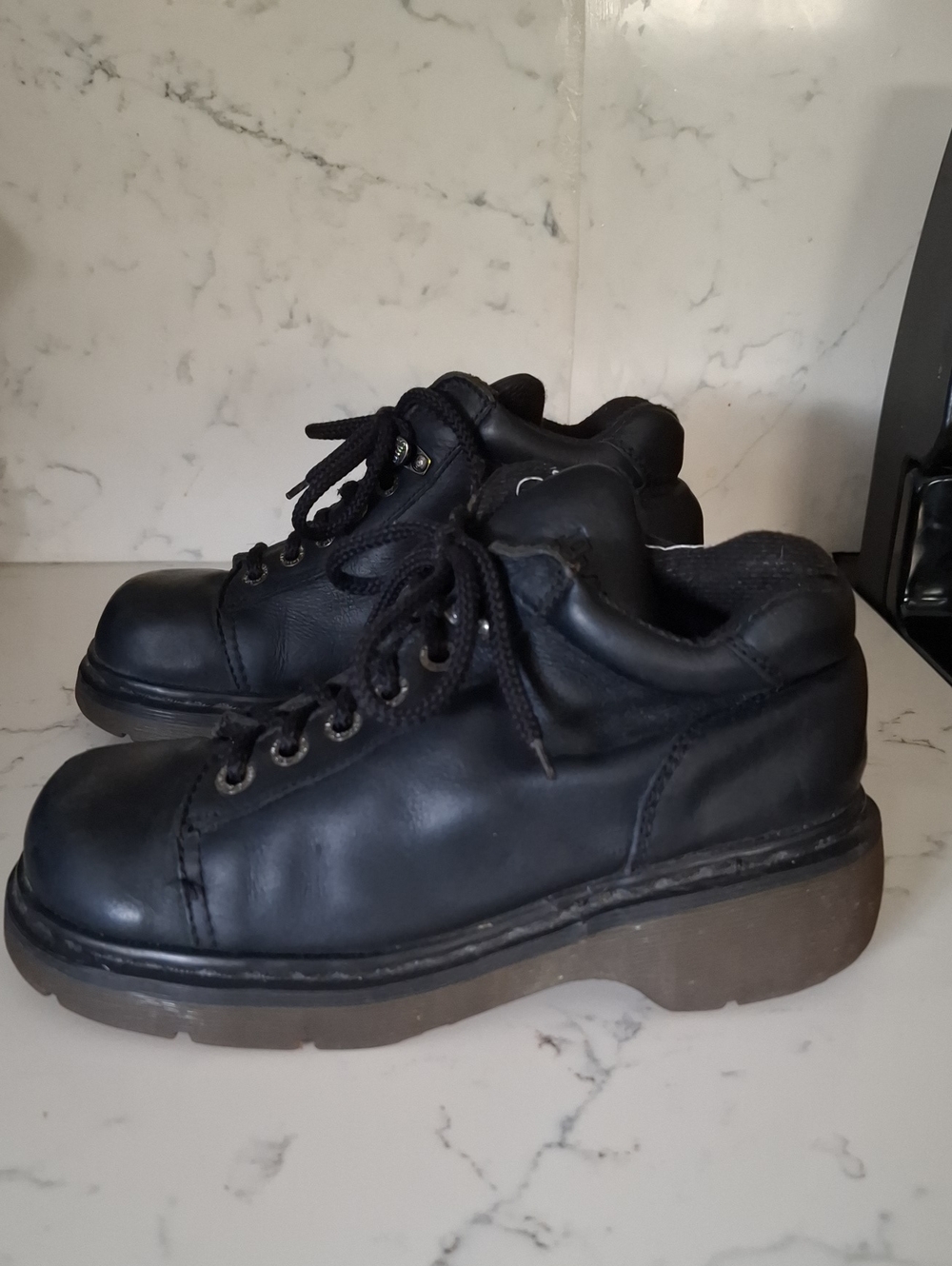 Dr. Martens Vintage Black Leather Lace-Up Work Boots Made In England